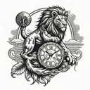 beach, gladiator, lion, clock, arm tattoo design tattoo design idea