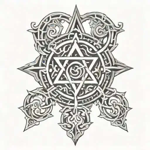 Alpha and Omega symbol intertwined tattoo design idea