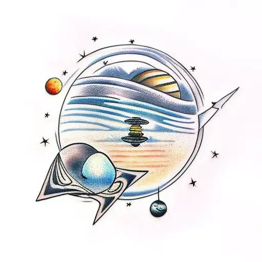 solar system tattoo design idea