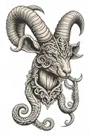 ram horns and cervix tattoo design idea
