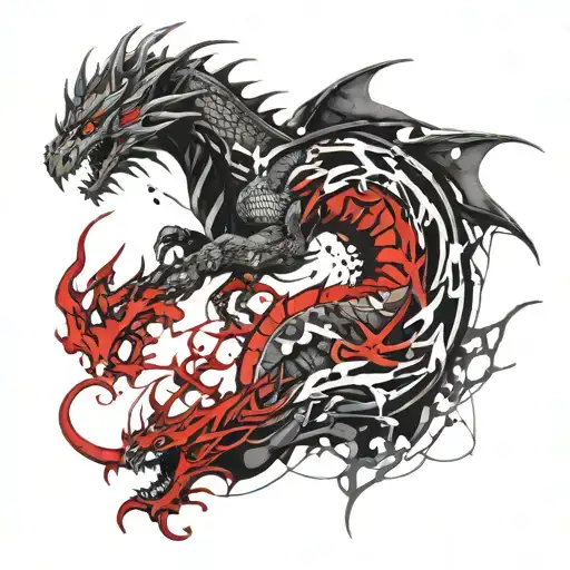 japannes and dragon  tattoo design idea