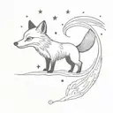 A fox and fish merging into one mystical creature under a starry night sky tattoo design idea