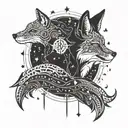 A celestial fox constellation intertwined with Pisces zodiac fish tattoo design idea