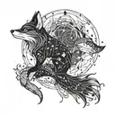 A celestial fox constellation intertwined with Pisces zodiac fish tattoo design idea