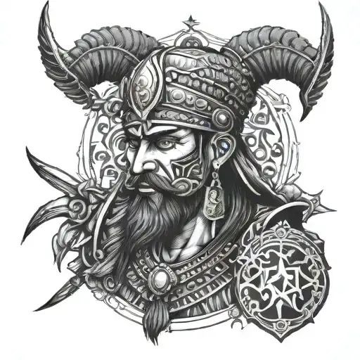 Turkish warrior tattoo design idea