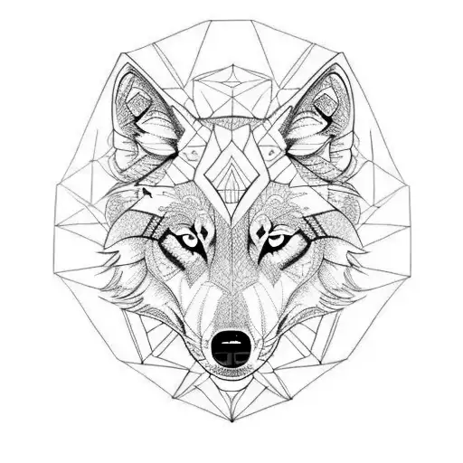 black and white wolf tattoo design idea
