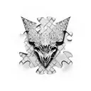 razor blade stylized as a puzzle tattoo design idea