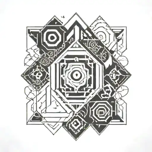 minimalist design geometric patterns thick lines esoteric symbols tattoo design idea