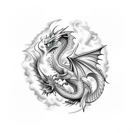 Dragon and Phoenix tattoo design idea