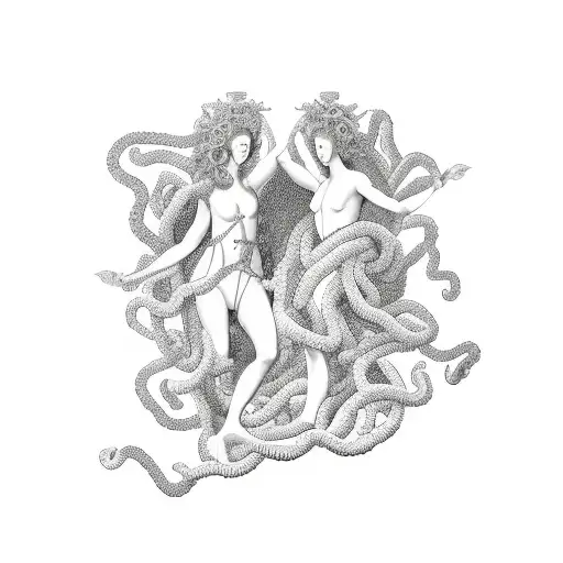 Medusa and Persephone  tattoo design idea