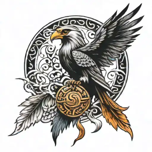 viking Valkyrie crow tattoo design idea