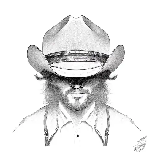 cross with cowboy hat tattoo design idea