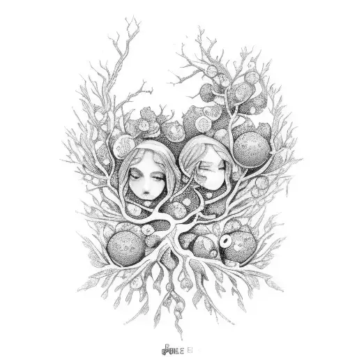cerisier arbres généalogiques, petite filles croix occitane  tattoo design idea