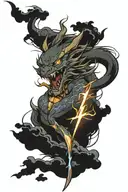 lightning and Japanese style tattoo design idea