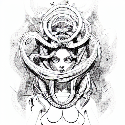 Medusa and stars tattoo design idea