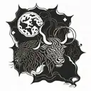Leo and Taurus zodiac symbol tattoo design idea