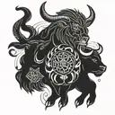 Leo and Taurus zodiac symbol tattoo design idea