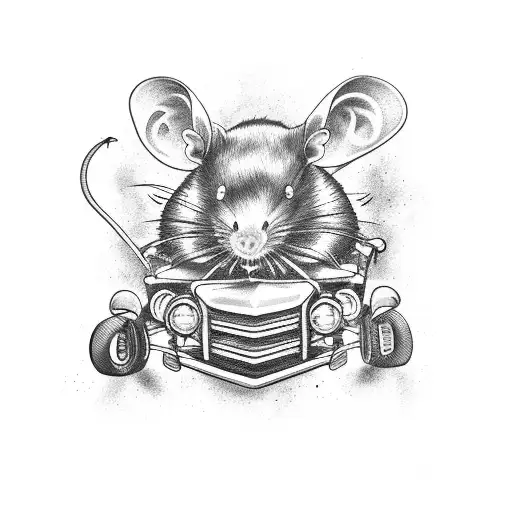 rat rod with background shading  tattoo design idea