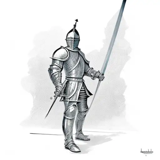knight holding sword upwards  tattoo design idea
