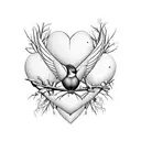 A heart-shaped Mockingbird nest with eggs representing each child tattoo design idea