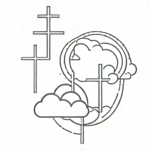 triple cross on clouds tattoo design idea