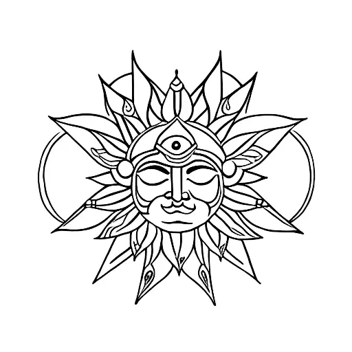 karan from mahabharat with sun tattoo design idea