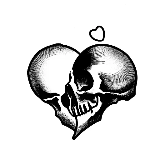 skull and a real heart with something that symbolize birth of my children, boy and girl tattoo design idea