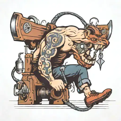 man and tool tattoo design idea