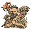man and tool tattoo design idea