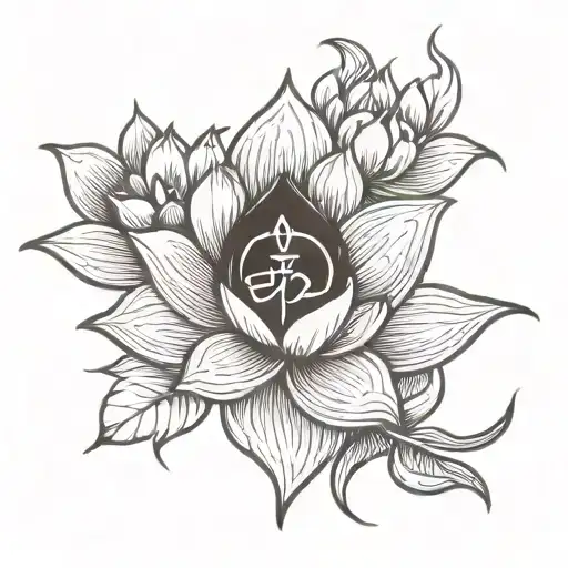 A serene lotus flower with reiki symbols intertwined, representing inner peace and healing tattoo design idea