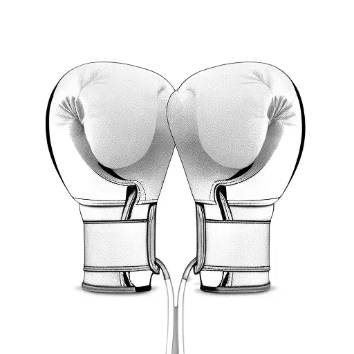 A minimalist design of boxing gloves and a stethoscope crossed over each other, showcasing the client's interests in both boxing and their occupation as a nutricionista. tattoo design idea