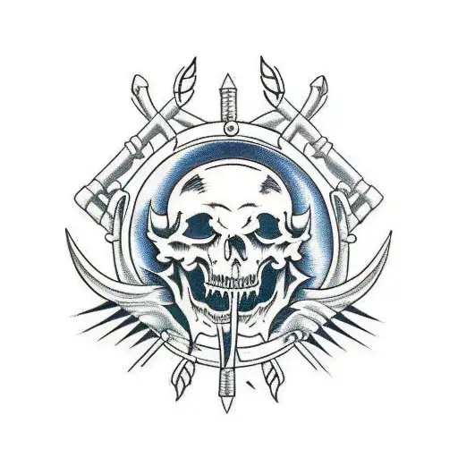  Beaver Skull with Crossed Swords tattoo design idea