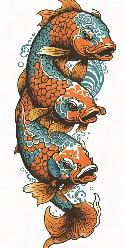 A realistic portrait of a Japanese Koi fish with circuit board patterns incorporated into its scales, representing the client's IT background tattoo design idea