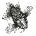 A realistic portrait of a Japanese Koi fish with circuit board patterns incorporated into its scales, representing the client's IT background tattoo design idea