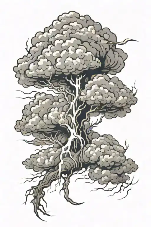 Storm cloud with lightening for spine tattoo design tattoo design idea