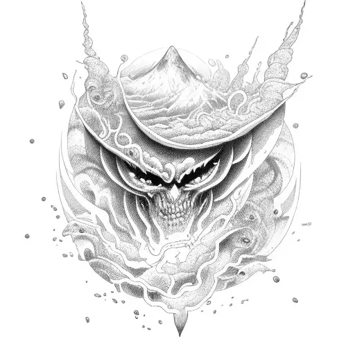 storm Twister volcano tattoo design idea