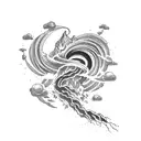 storm Twister volcano tattoo design idea