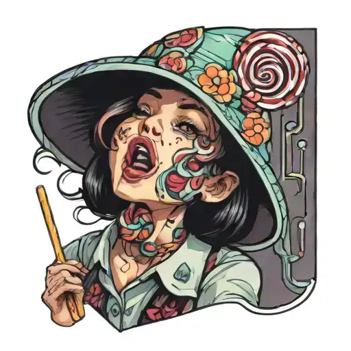 lollipop mouth open tattoo design idea