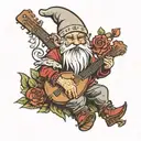 gnome with a medieval mandolin tattoo design idea
