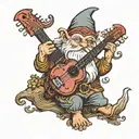 gnome with a medieval mandolin tattoo design idea