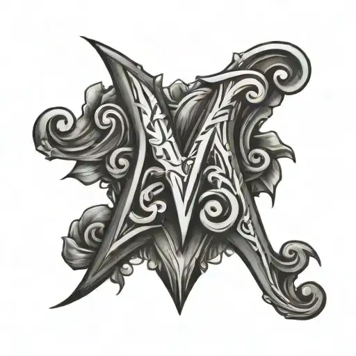 Letter V and M tattoo design idea