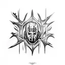 Incorporate the iconic weapons of Michael Myers, Ghostface, Freddy Krueger, Jason Voorhees, Pinhead, and Leatherface into a dynamic and visually striking design. tattoo design idea