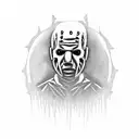 Incorporate the iconic weapons of Michael Myers, Ghostface, Freddy Krueger, Jason Voorhees, Pinhead, and Leatherface into a dynamic and visually striking design. tattoo design idea
