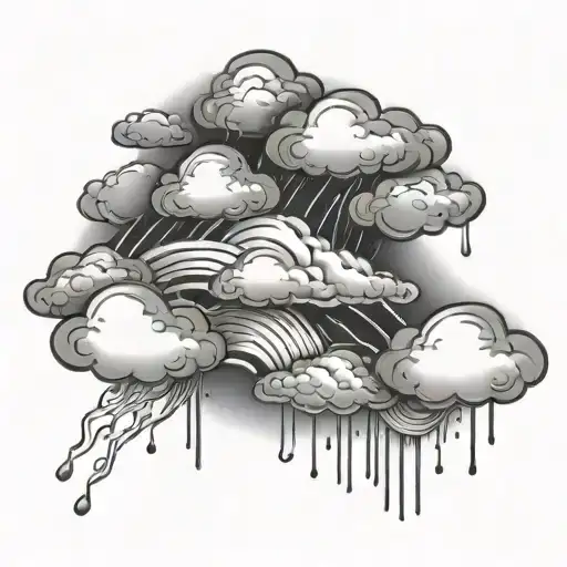 Rain and clouds tattoo design idea