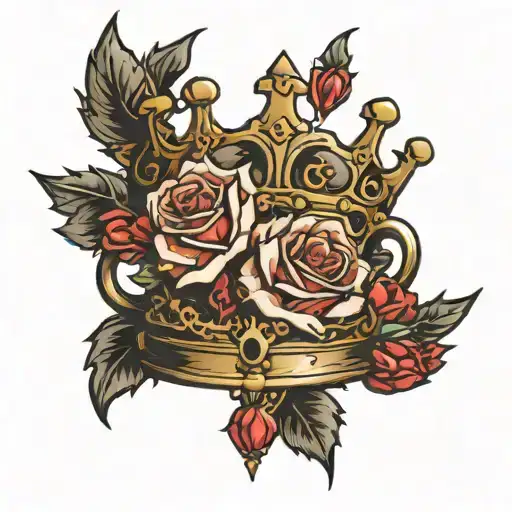 king's crown with roses  spines over  tattoo design idea