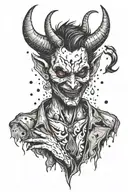 grunge, devil, cigarette, depression, handpoke tattoo tattoo design idea