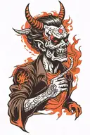 grunge, devil, cigarette, depression, handpoke tattoo tattoo design idea