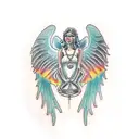 angel, chaings, smokey, halo, crying tattoo design idea