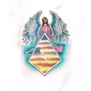 angel, chaings, smokey, halo, crying tattoo design idea