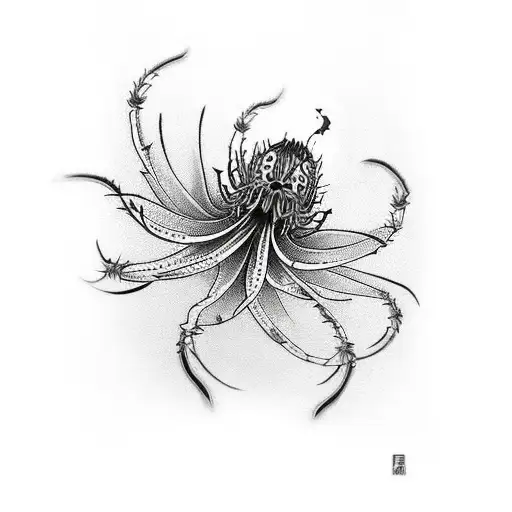 red spider lilly tattoo design idea